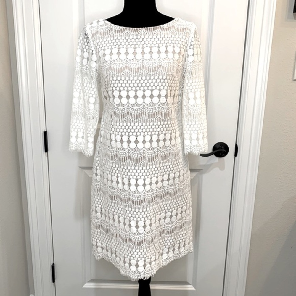 Eliza J Lace Illusion Bodycon Mini Sheath Dress Size 4
